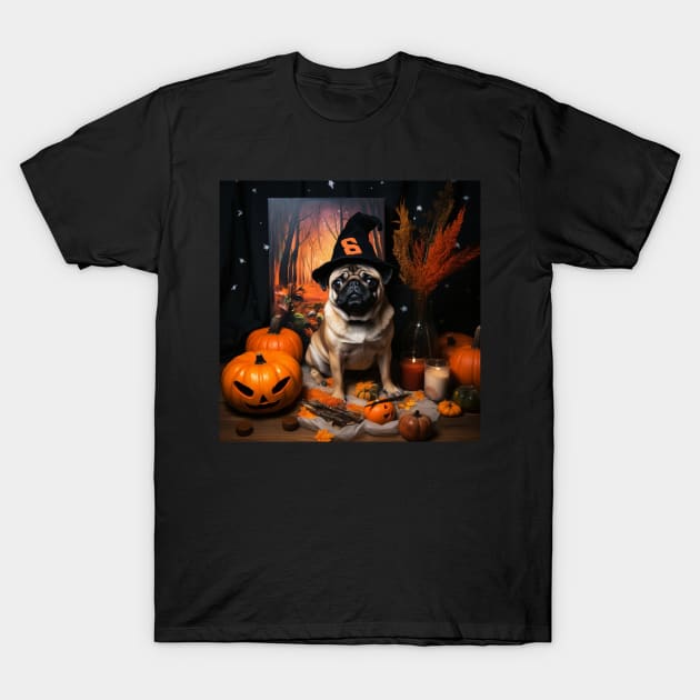 Fawn Pug Halloween T-Shirt by NatashaCuteShop